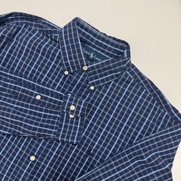 Ralph Lauren Other - Ralph Lauren Button Down Shirt Mens L Navy Blue Plaid Excellent Yarmouth